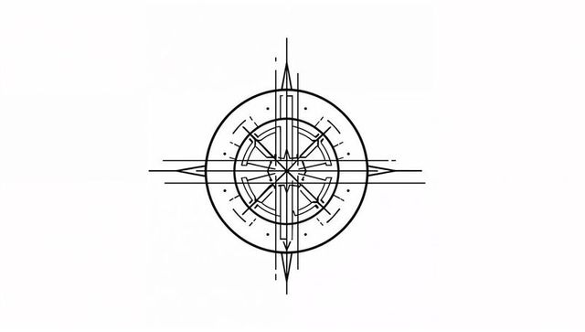 Minimalist geometric compass rose illustration