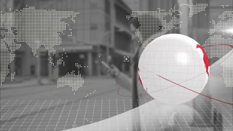 Global Businesswoman with Dynamic Digital Interface