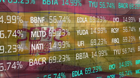 Digital Financial Markets Data Overlay with Graphs and Percentages