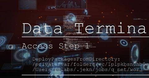 Data terminal access hud futuristic cybersecurity interface scrolling monospaced code