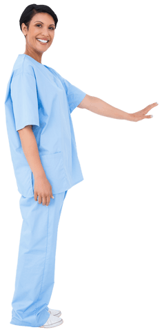 Happy Medical Professional Stretching Arm on Transparent Background - Download Free Stock Videos Pikwizard.com