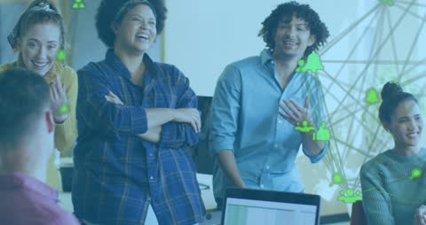 Animated Network Connections with Diverse Professionals Collaborating