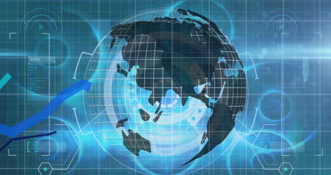 Global Financial Data over Rotating Digital Globe