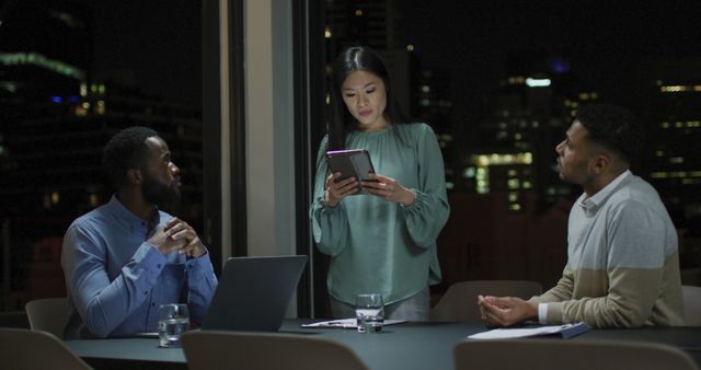 Diverse Business Team Working in Office Late at Night - Download Free Stock Images Pikwizard.com