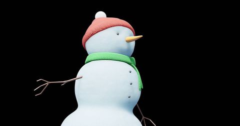 Festive Snowman on Black Background Celebratory Fun