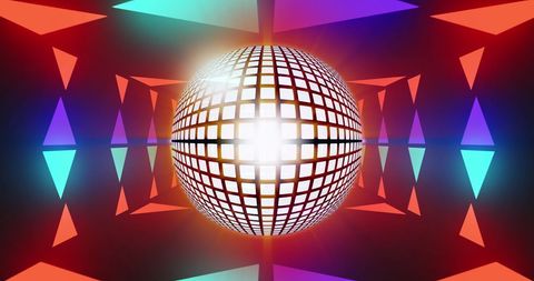 Vibrant Disco Ball with Colorful Geometric Shapes on Dark Background - Download Free Stock Images Pikwizard.com