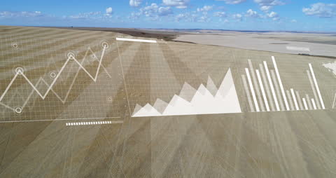 Financial Data Visualizations Over Rural Landscapes