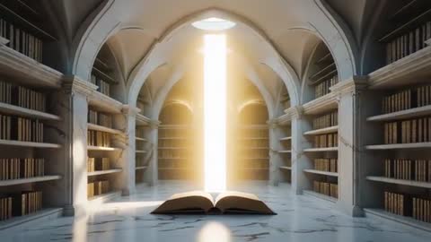 Illuminated Sanctuary with Light Beam on Open Book