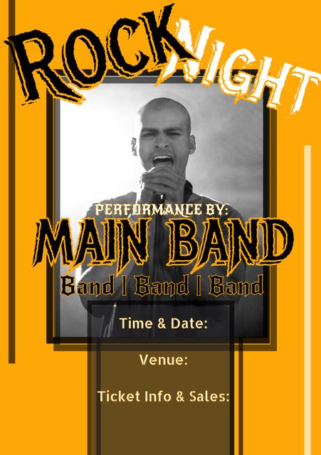 Rock Night Music Concert Poster with Singer and Event Details - Download Free Stock Templates Pikwizard.com