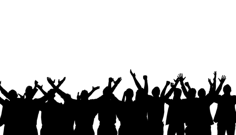 transparent silhouette of cheering group with raised hands - Download Free Stock Videos Pikwizard.com