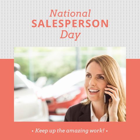 National Salesperson Day Celebration with Inspirational Female Call Success - Download Free Stock Templates Pikwizard.com