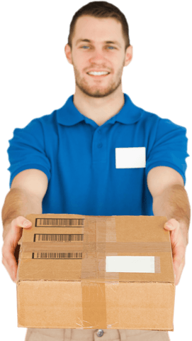 smiling delivery worker handing over box transparent background - Download Free Stock Videos Pikwizard.com