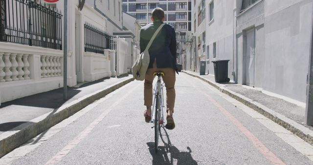 Office Worker Biking in Urban Alleyway - Download Free Stock Images Pikwizard.com