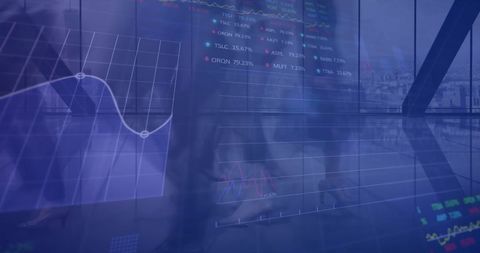 Digital Financial Data Overlaid in Modern Office Environment - Download Free Stock Images Pikwizard.com