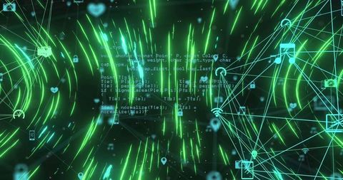 Futuristic Green Light Trails with Data Connections - Download Free Stock Images Pikwizard.com