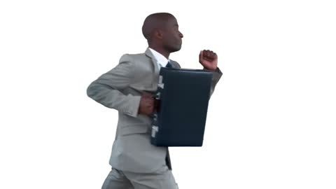 Businessman Running in Slow Motion with a Briefcase