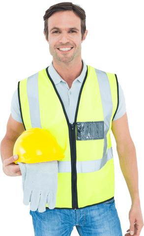 transparent construction worker wearing safety vest and holding equipment - Download Free Stock Videos Pikwizard.com