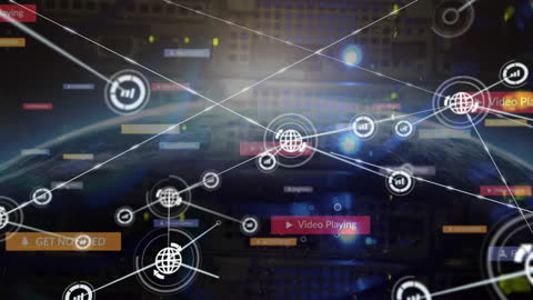 Digital Network of Social Media Icons and Connections