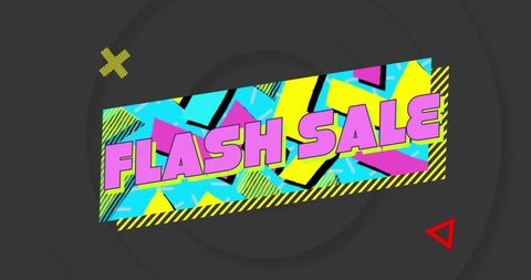 Retro Flash Sale Banner with Vibrant Abstract Shapes