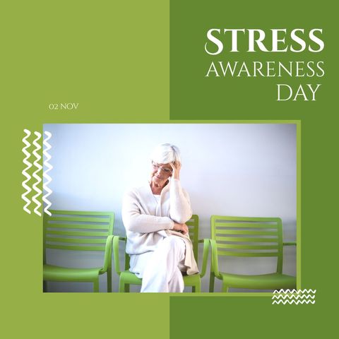 stress awareness day with stressed senior woman in empty room - Download Free Stock Templates Pikwizard.com