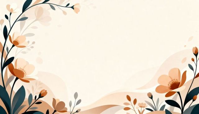 Peach blossom floral border framing cream canvas with teal leaves for elegant invitations