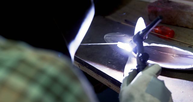 Welder Using Arc Welding Torch on Metal Workpiece - Download Free Stock Images Pikwizard.com