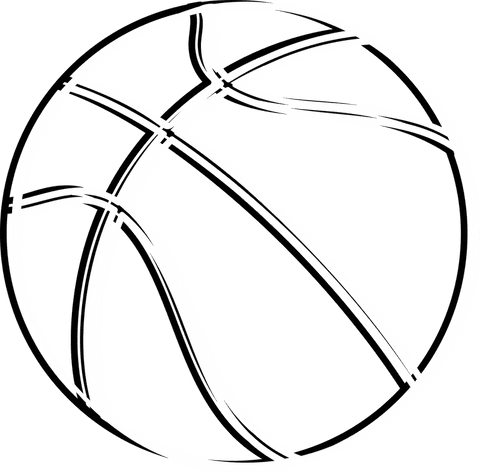 Minimalist Basketball Outline on Transparent Background for Sport Concepts