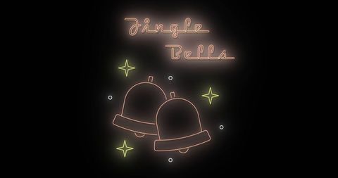 Neon Jingle Bells Illustration with Stars for Christmas - Download Free Stock Images Pikwizard.com