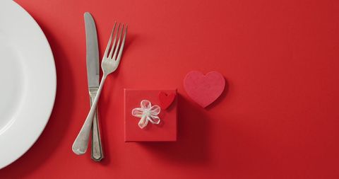 Romantic Valentine's Day Table Setting with Gift Box - Download Free Stock Images Pikwizard.com