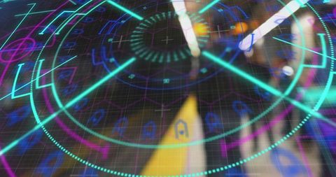 Futuristic digital data interface with scanning hud elements