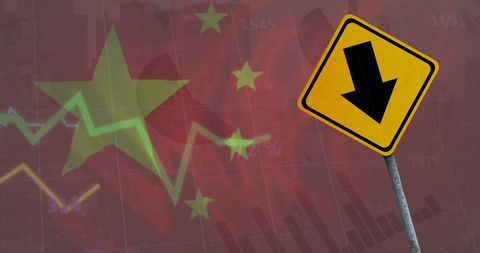 China Financial Decline Concept with Road Sign and Chart - Download Free Stock Images Pikwizard.com