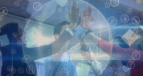 Businesspeople Networking with Digital Connectivity Overlays