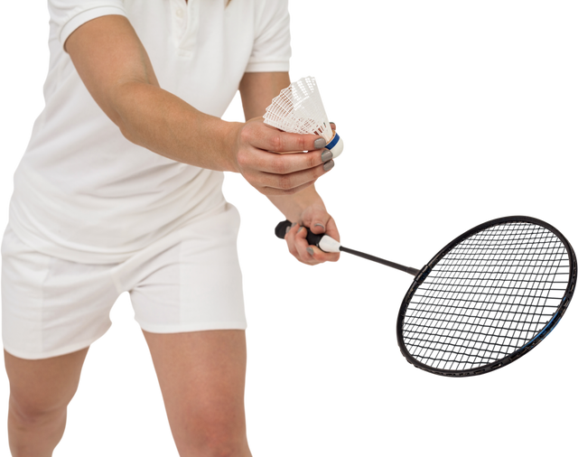 Female Athlete Ready to Serve Shuttlecock with Racquet Transparent Background - Download Free Stock Videos Pikwizard.com