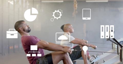Fitness and technology integration concept with diverse athletes