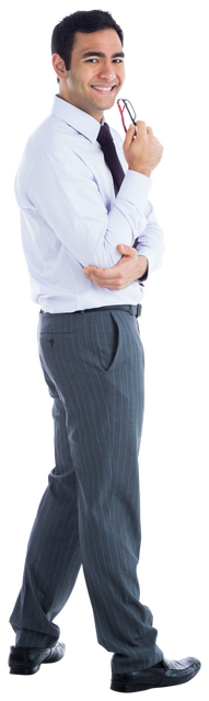 Smiling Asian Businessman Holding Glasses on Transparent Background - Download Free Stock Videos Pikwizard.com