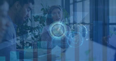 Innovative Teamwork with Holographic Technology in Modern Office