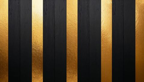 Vertical black wood planks featuring hammered gold strips wall panel background