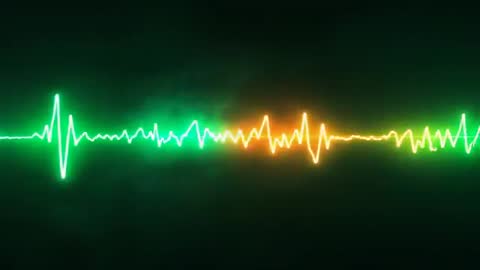 Oscillating Neon Audio Waveform with Glowing Peaks in Void