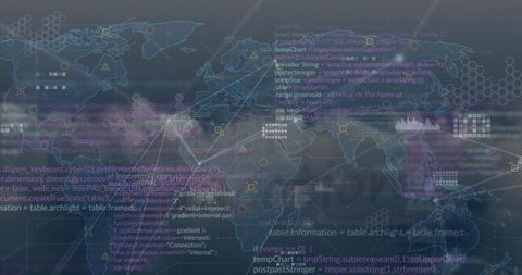 Futuristic Global Interface with Digital Nodes and Data Code - Download Free Stock Images Pikwizard.com