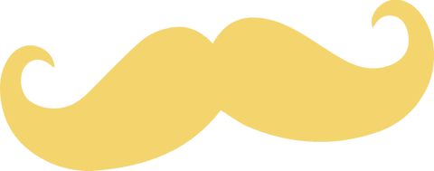 Yellow moustache vector with curled ends on transparent background