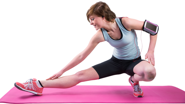 Transparent Woman Exercising Stretching On Pink Yoga Mat - Download Free Stock Videos Pikwizard.com