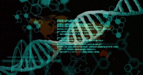 DNA Strands and Global Map Depicting Digital Synchronization - Download Free Stock Images Pikwizard.com