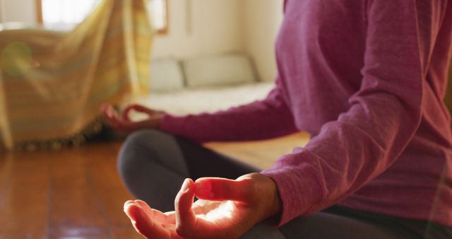 Woman Embracing Serenity Through Yoga in Sunny Rural Room - Download Free Stock Images Pikwizard.com