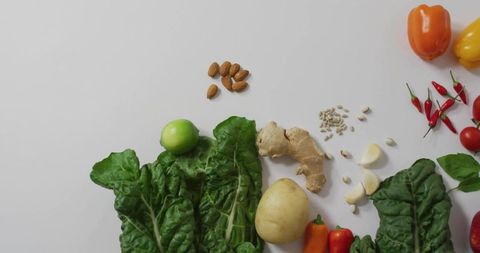 Vibrant Organic Ingredients On White Background