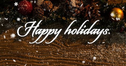 Happy Holidays Text with Christmas Decorations - Download Free Stock Images Pikwizard.com