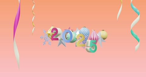 Colorful 2025 New Year with Festive Ornaments - Download Free Stock Images Pikwizard.com