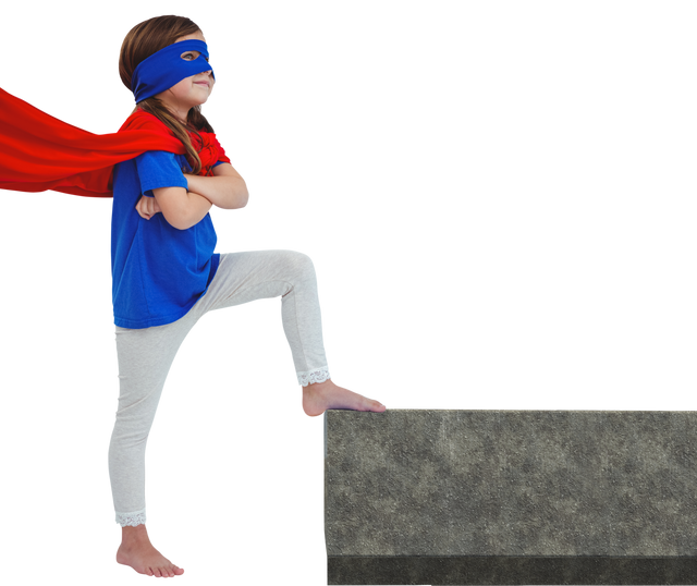 Confident Girl in Superhero Costume with Caped Brazen Pose Transparent - Download Free Stock Videos Pikwizard.com