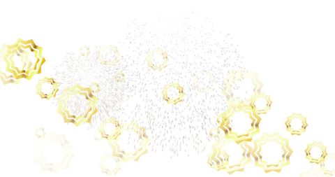 Golden Stars and Festive Fireworks on White Background