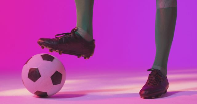 Soccer Player Foot Balancing Ball, Colorful Background - Download Free Stock Images Pikwizard.com