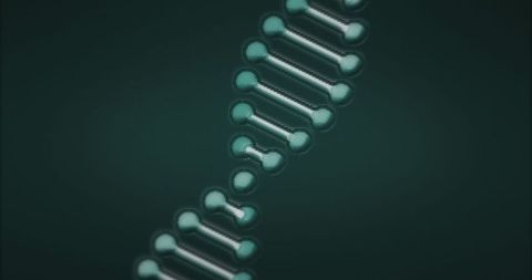 Glowing DNA Strand on Dark Background Representing Biotechnology
